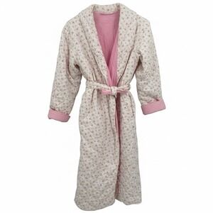 Vintage Victoria's Secret Cottagecore 100% Cotton Floral Long Sleeve Robe Pocket